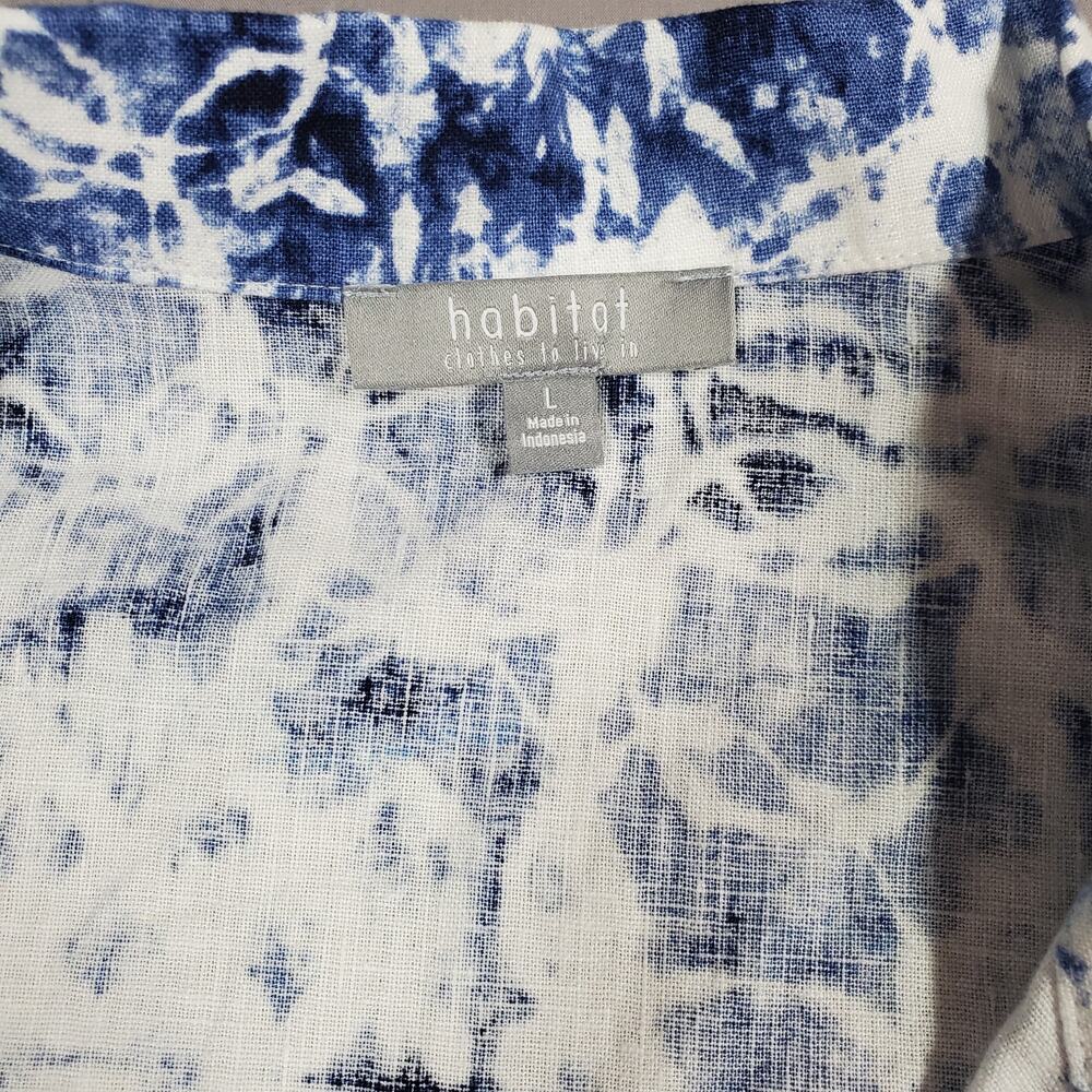 NWT Habitat Clothes to Live In Easy Linen Batik Shirt Womans Size L Linen Blend - Picture 7 of 10